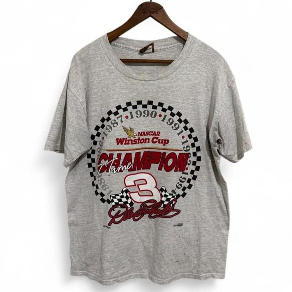 Nutmeg Mills Dale Earnhardt NASCAR 1994 Champion T-Shirt Size L Grey